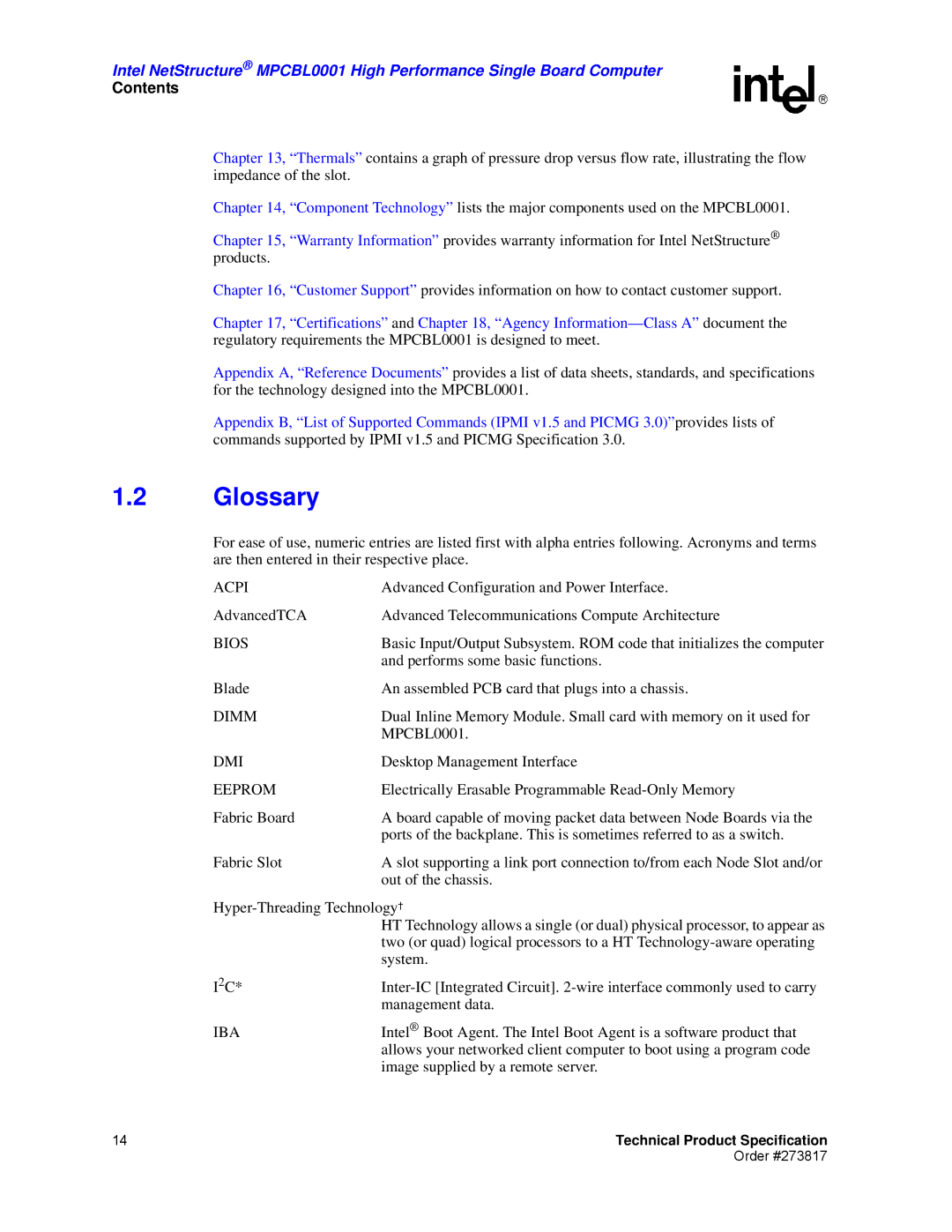 Intel MPCBL0001 manual Glossary, Acpi 