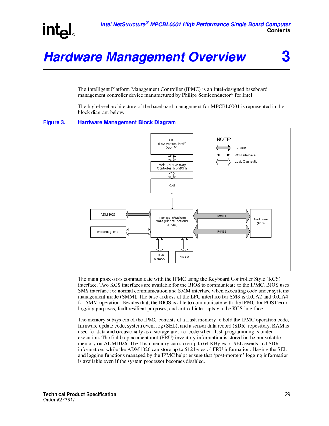 Intel MPCBL0001 manual Hardware Management Overview, Hardware Management Block Diagram 