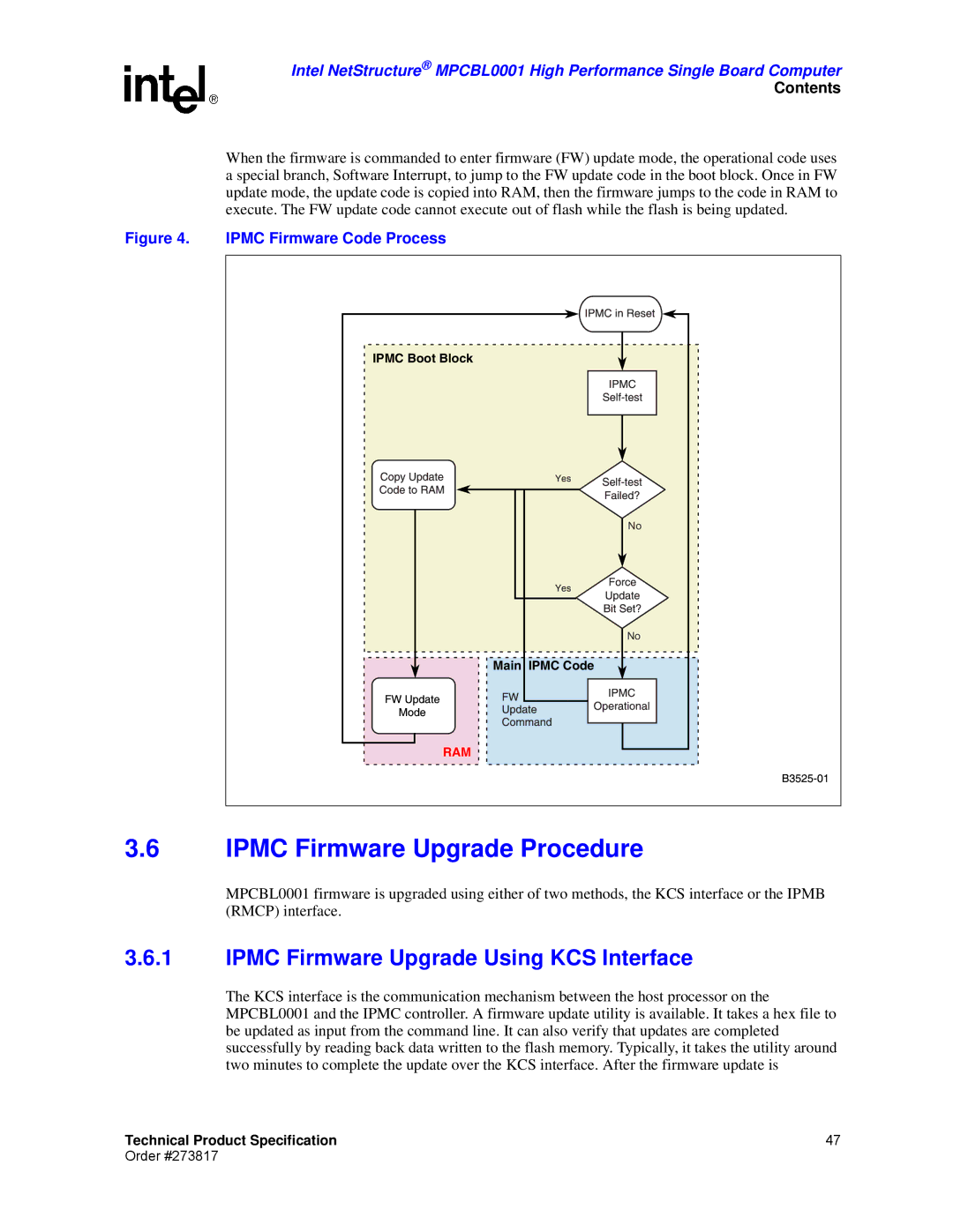 Intel MPCBL0001 Ipmc Firmware Upgrade Procedure, Ipmc Firmware Upgrade Using KCS Interface, Ipmc Firmware Code Process 