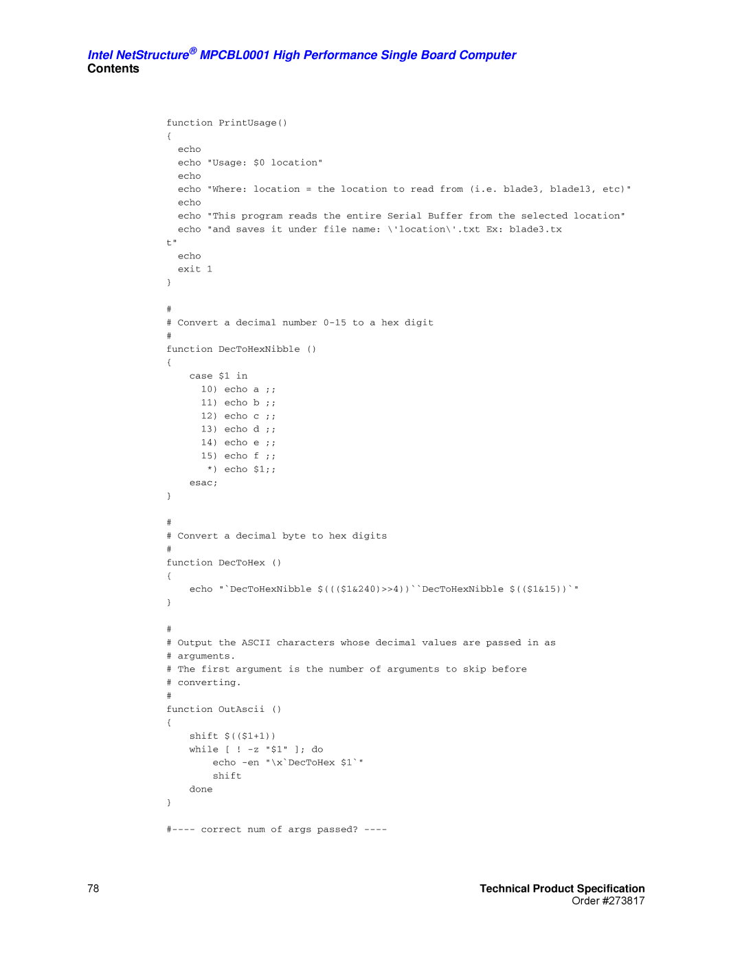 Intel MPCBL0001 manual Contents 