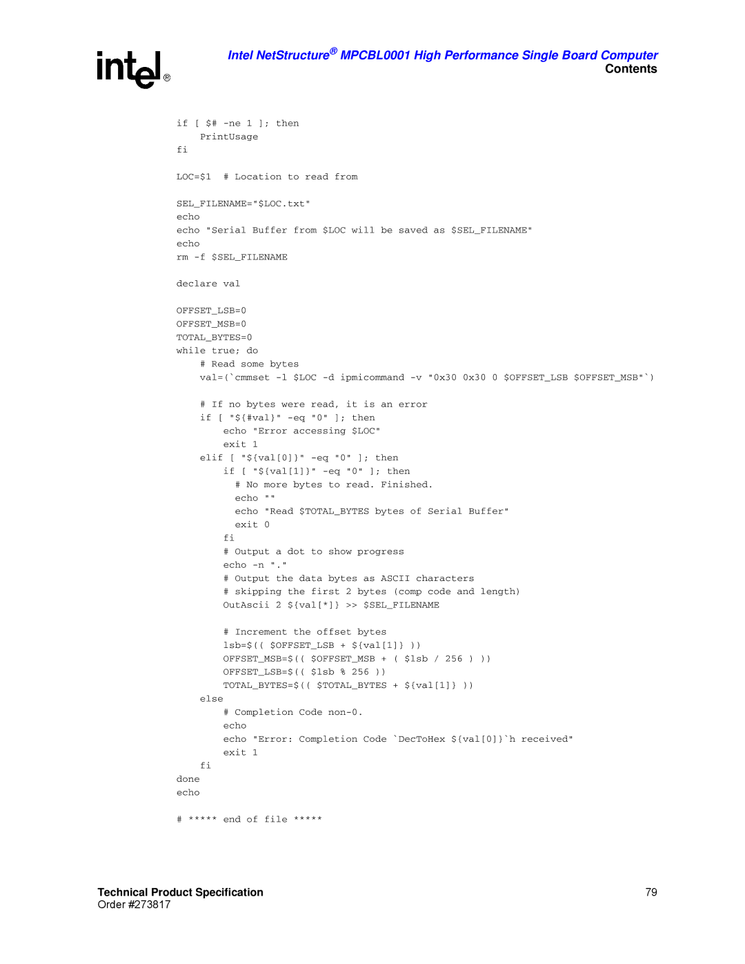 Intel MPCBL0001 manual OFFSETLSB=0 OFFSETMSB=0 