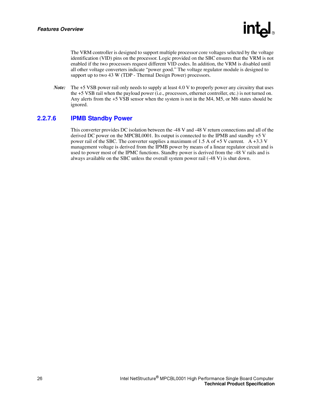 Intel MPCBL0001 manual Ipmb Standby Power 