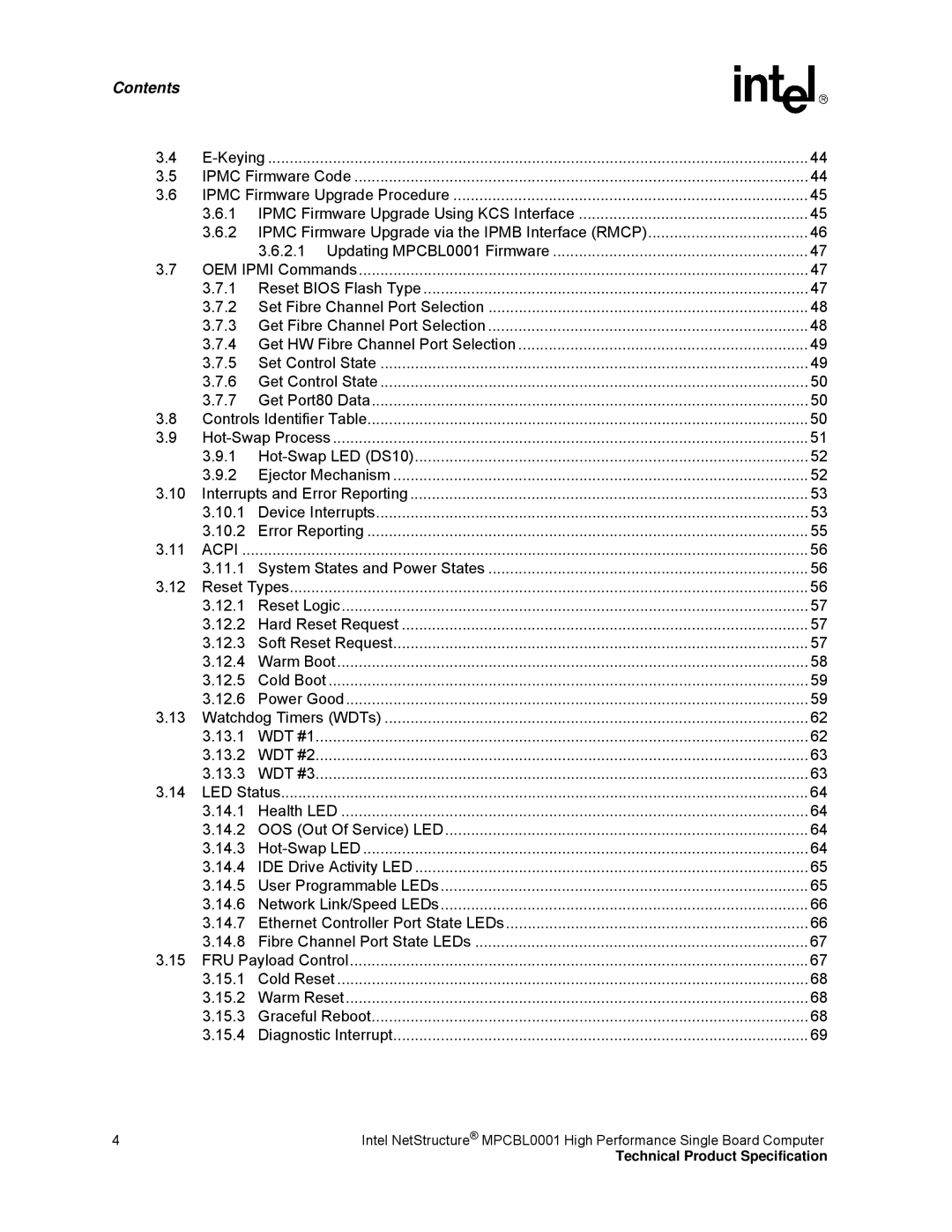 Intel MPCBL0001 manual Interrupts and Error Reporting 10.1 