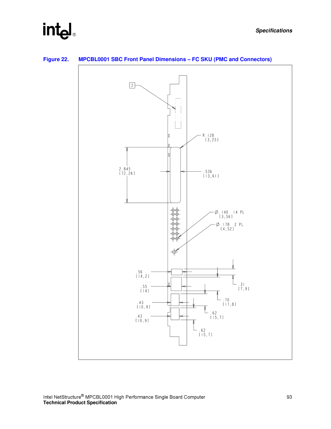 Intel MPCBL0001 manual Specifications 