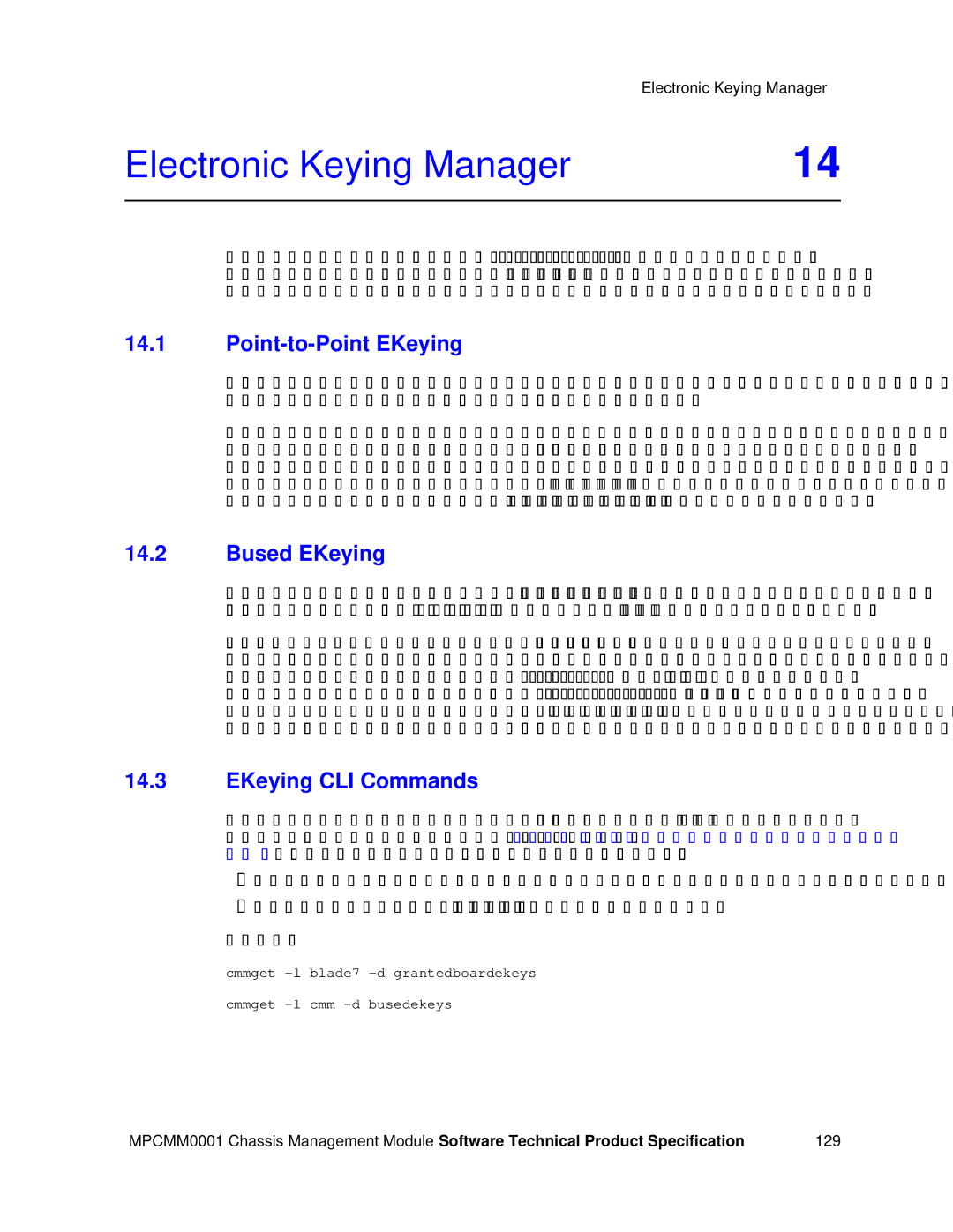 Intel MPCMM0001 manual Electronic Keying Manager, Point-to-Point EKeying, Bused EKeying, EKeying CLI Commands 