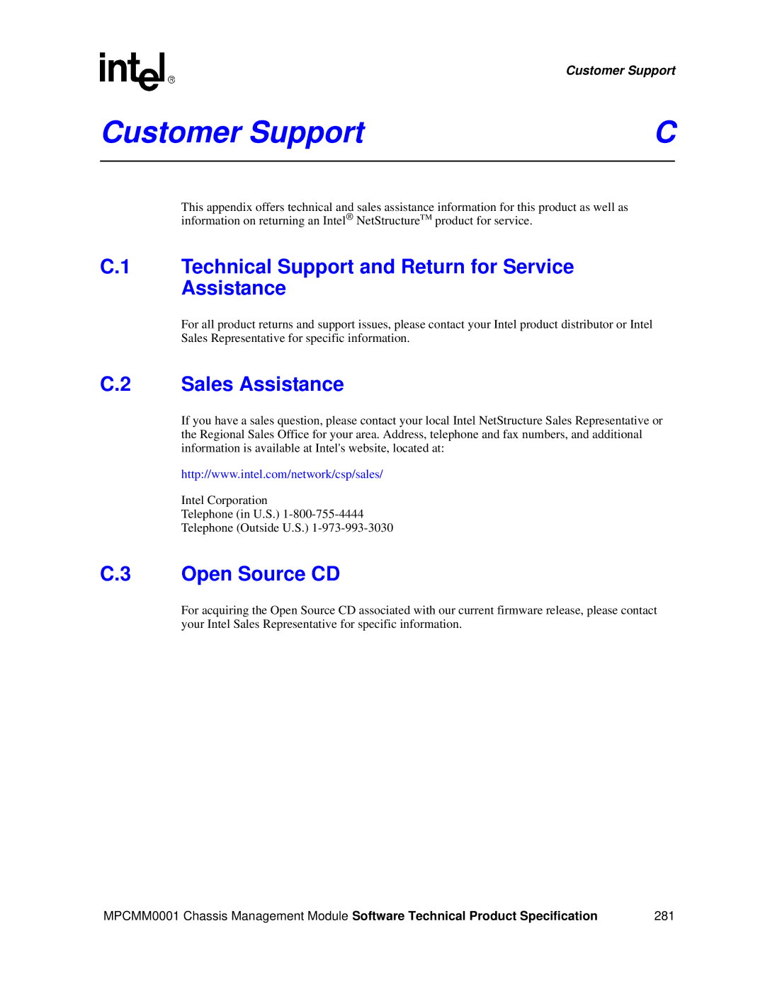 Intel MPCMM0001 manual Open Source CD 