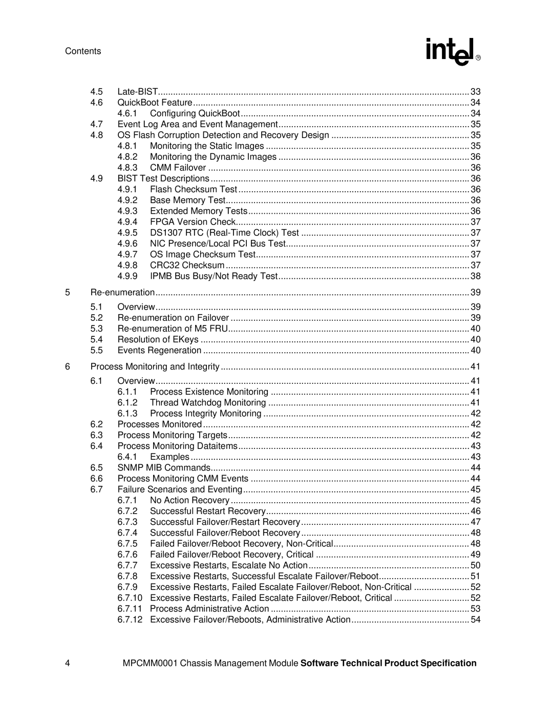 Intel MPCMM0001 manual Failed Failover/Reboot Recovery, Non-Critical 