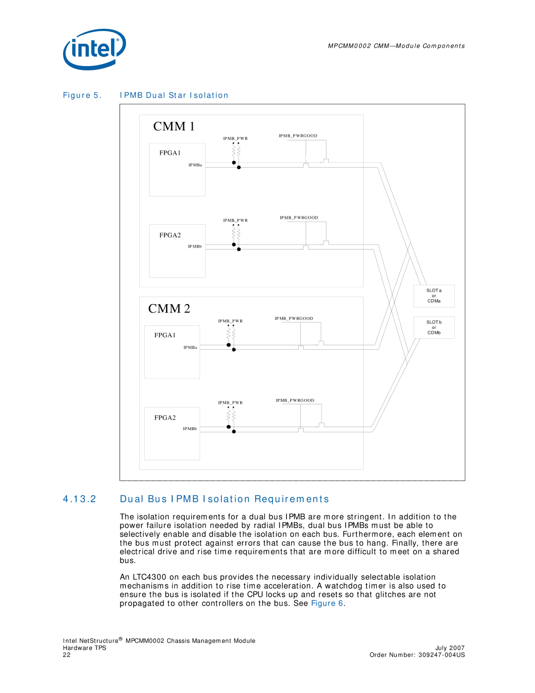 Intel MPCMM0002 manual Dual Bus Ipmb Isolation Requirements, Ipmb Dual Star Isolation 