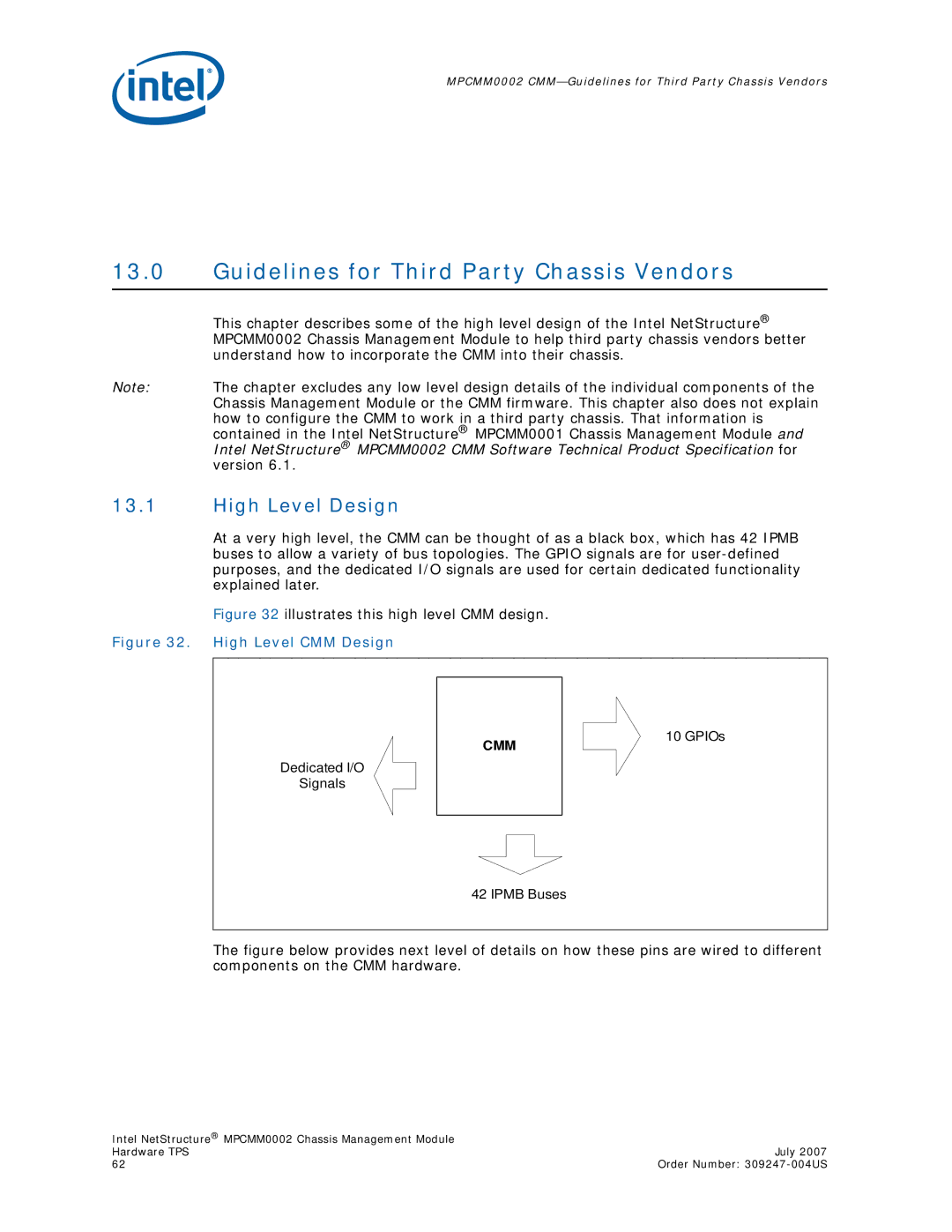 Intel MPCMM0002 manual Guidelines for Third Party Chassis Vendors, High Level Design 