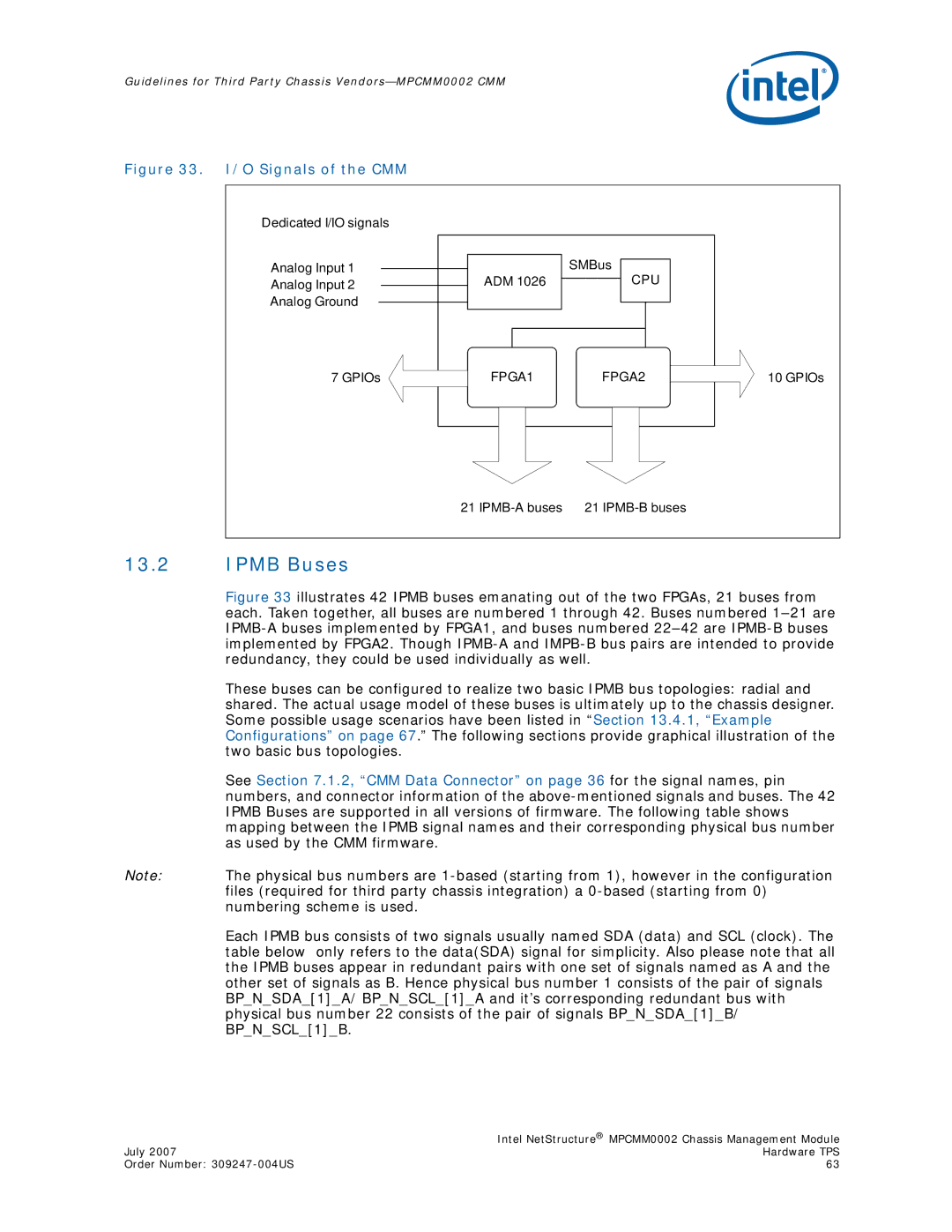 Intel MPCMM0002 manual Ipmb Buses, O Signals of the CMM 