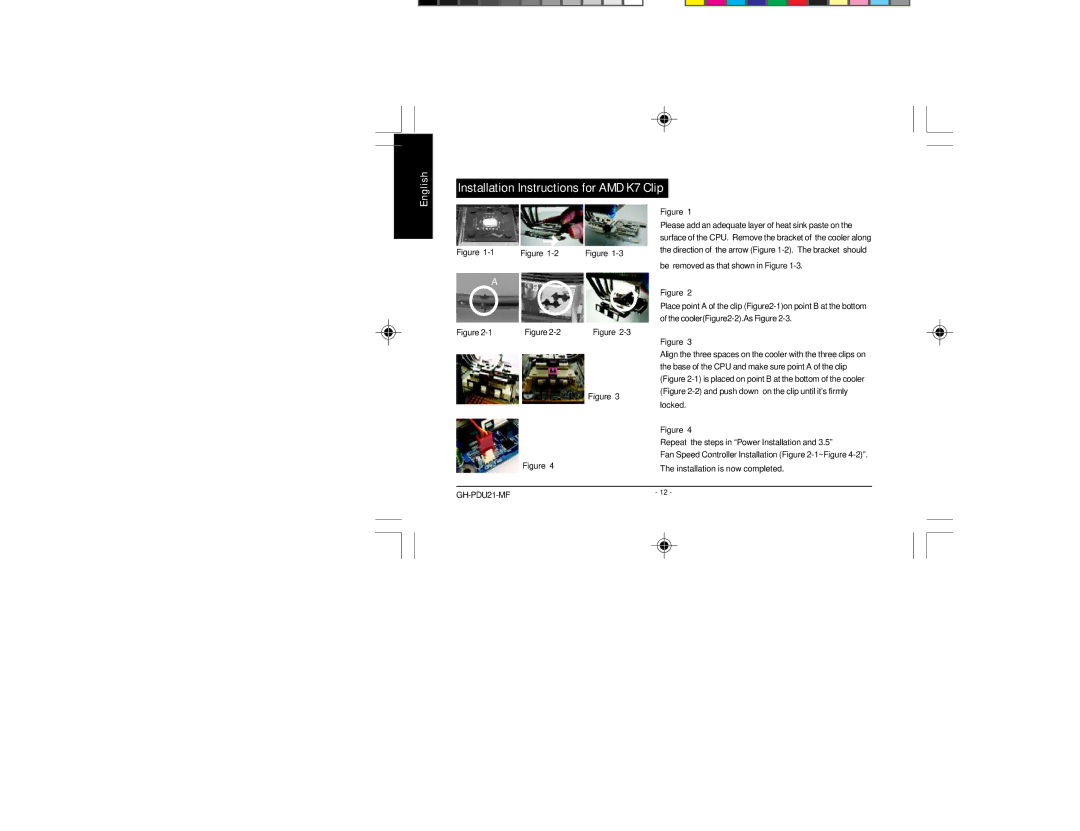 Intel mPGA478 manual Installation Instructions for AMD K7 Clip, Is placed on point B at the bottom of the cooler 