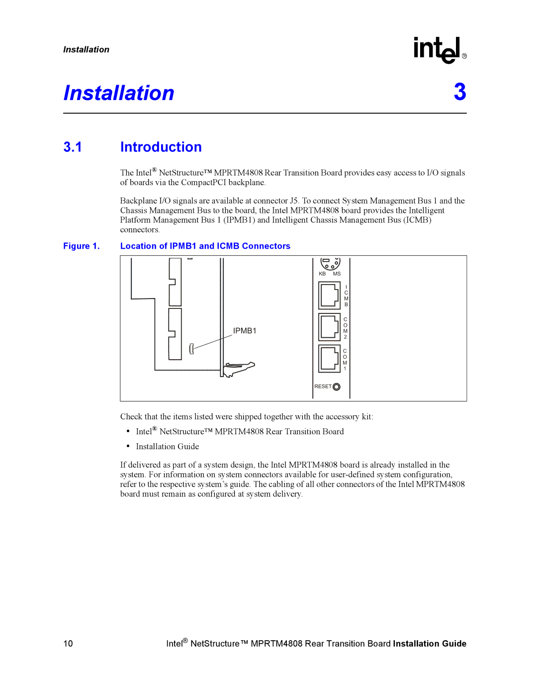 Intel MPRTM4808 manual Installation3, Introduction 