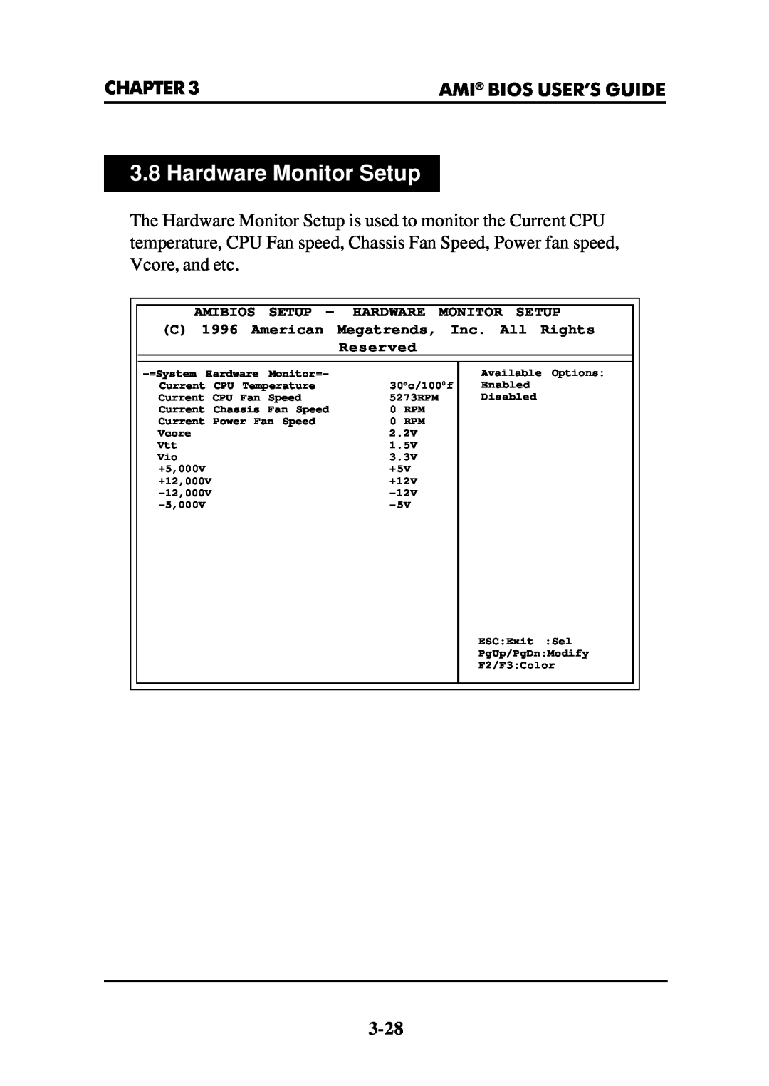 Intel MS-6112 manual Hardware Monitor Setup, Chapter, Ami Bios User’S Guide 