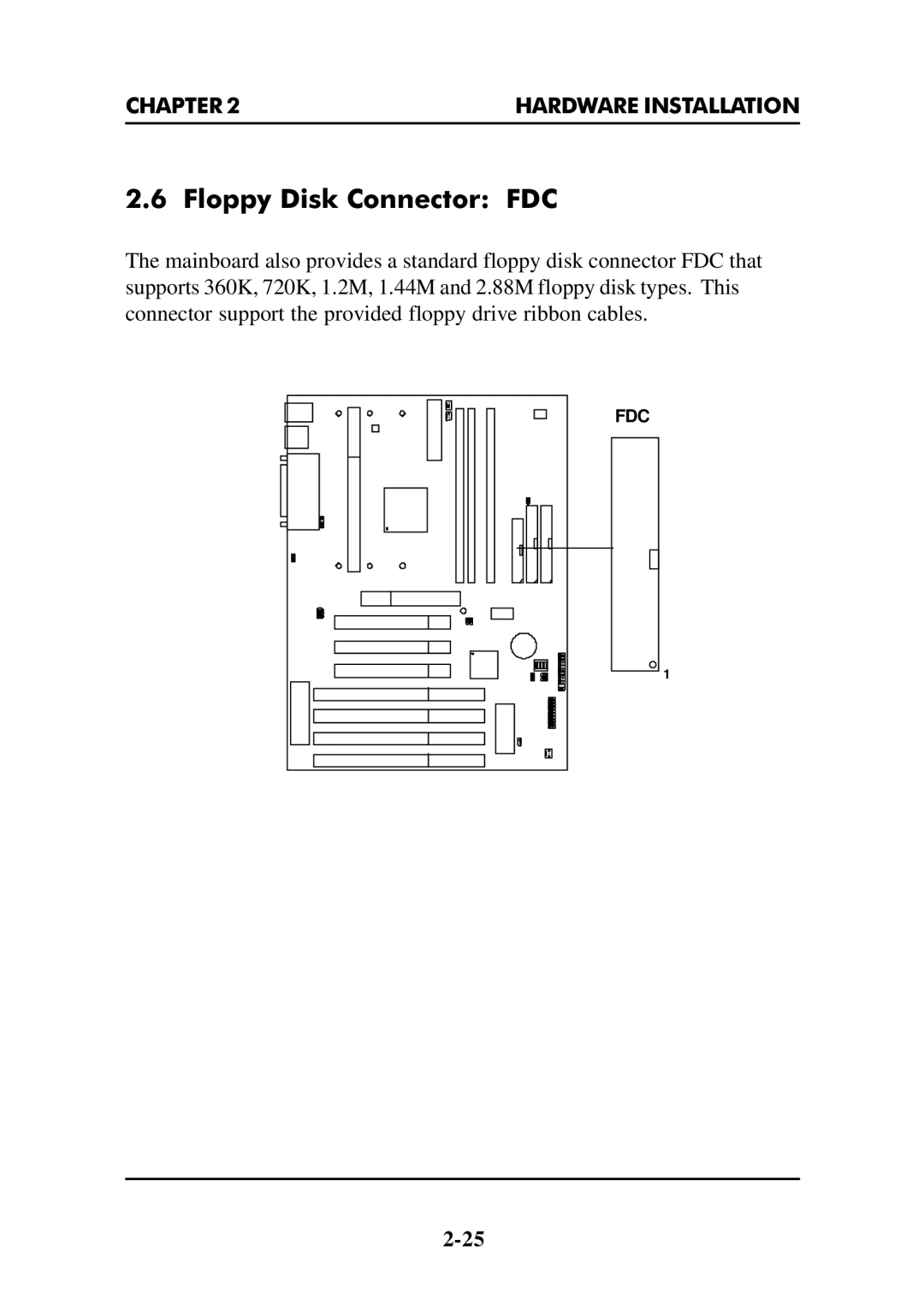 Intel MS-6112 manual Floppy Disk Connector FDC 