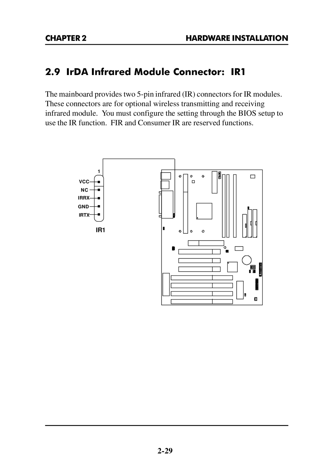 Intel MS-6112 manual IrDA Infrared Module Connector IR1 