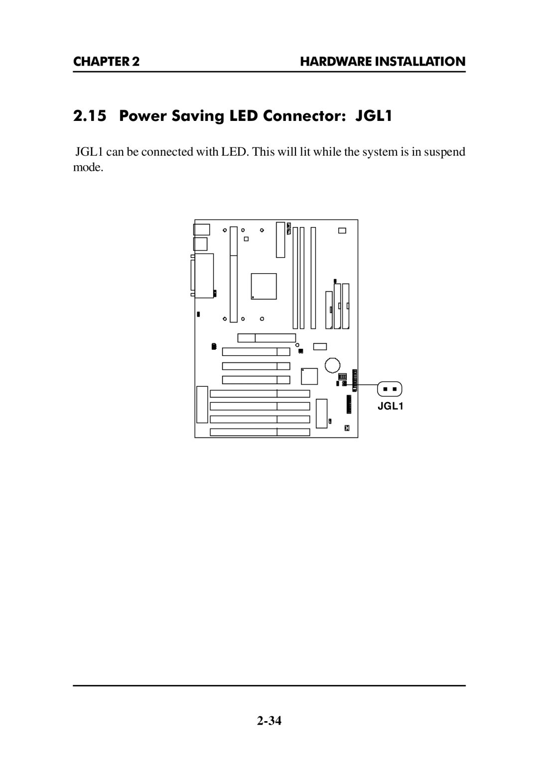 Intel MS-6112 manual Power Saving LED Connector JGL1 