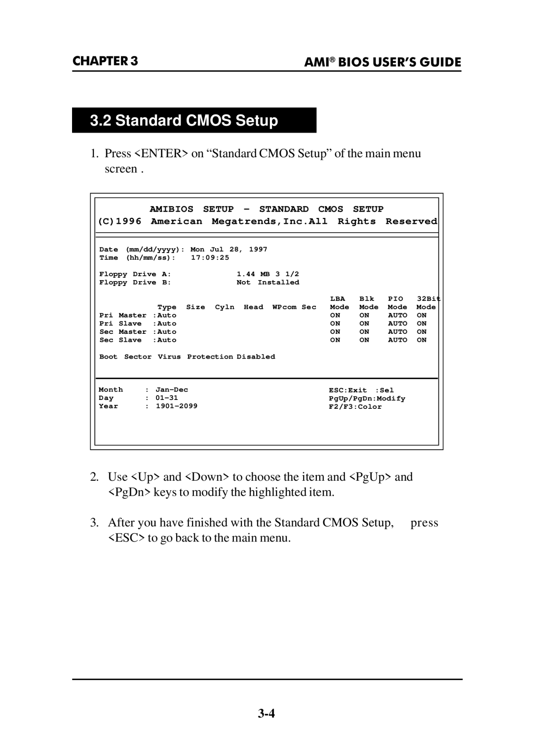 Intel MS-6112 manual Amibios Setup Standard Cmos Setup 