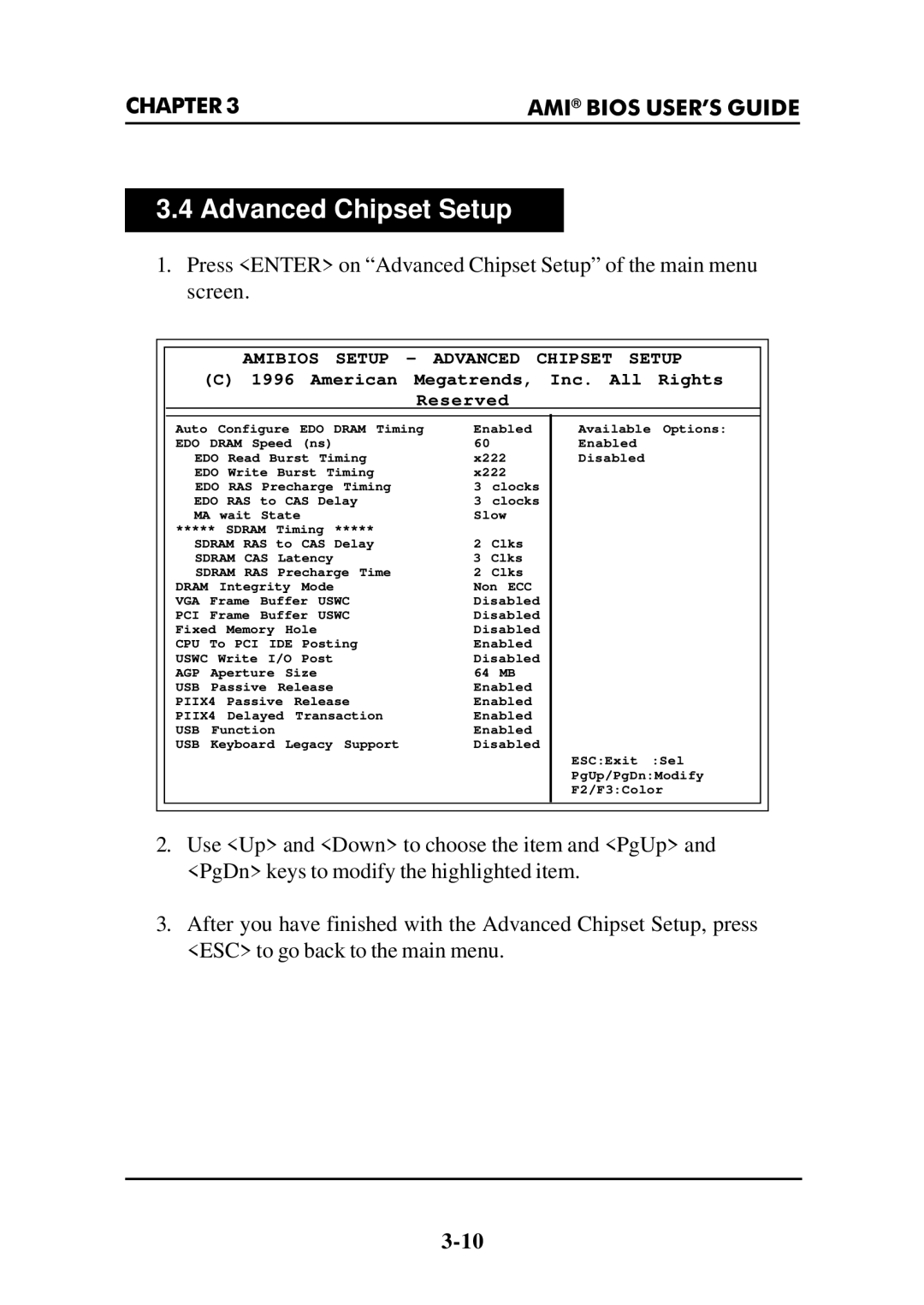 Intel MS-6112 manual Amibios Setup Advanced Chipset Setup 