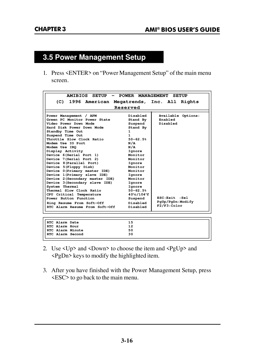 Intel MS-6112 manual Amibios Setup Power Management Setup 