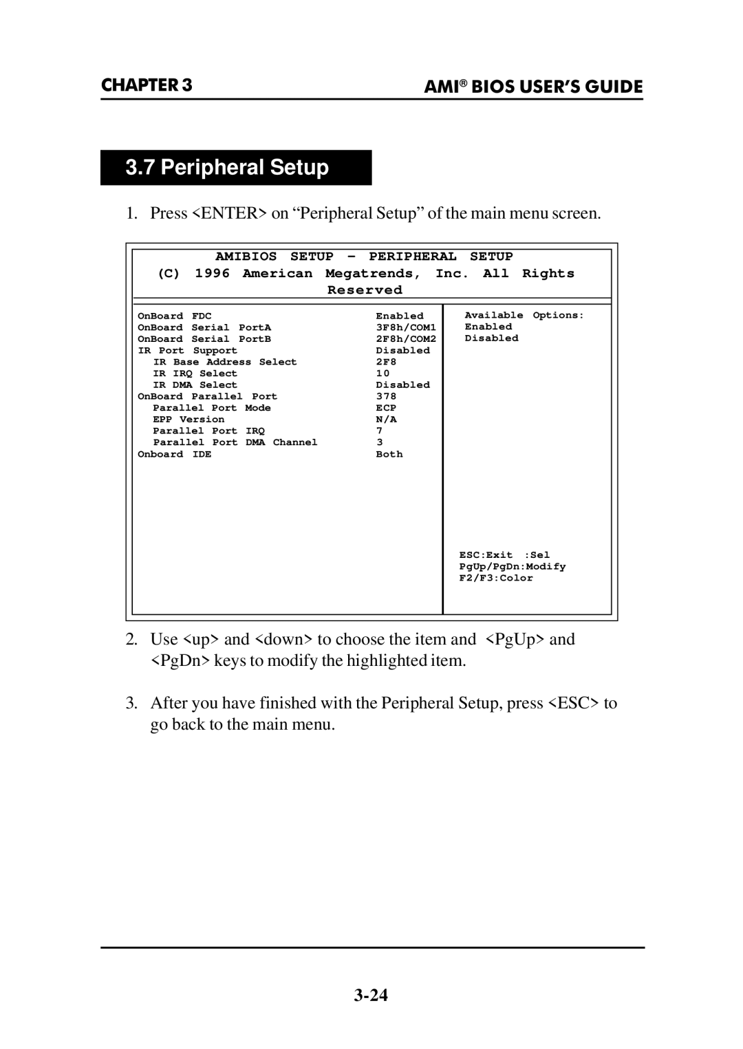 Intel MS-6112 manual Amibios Setup Peripheral Setup 