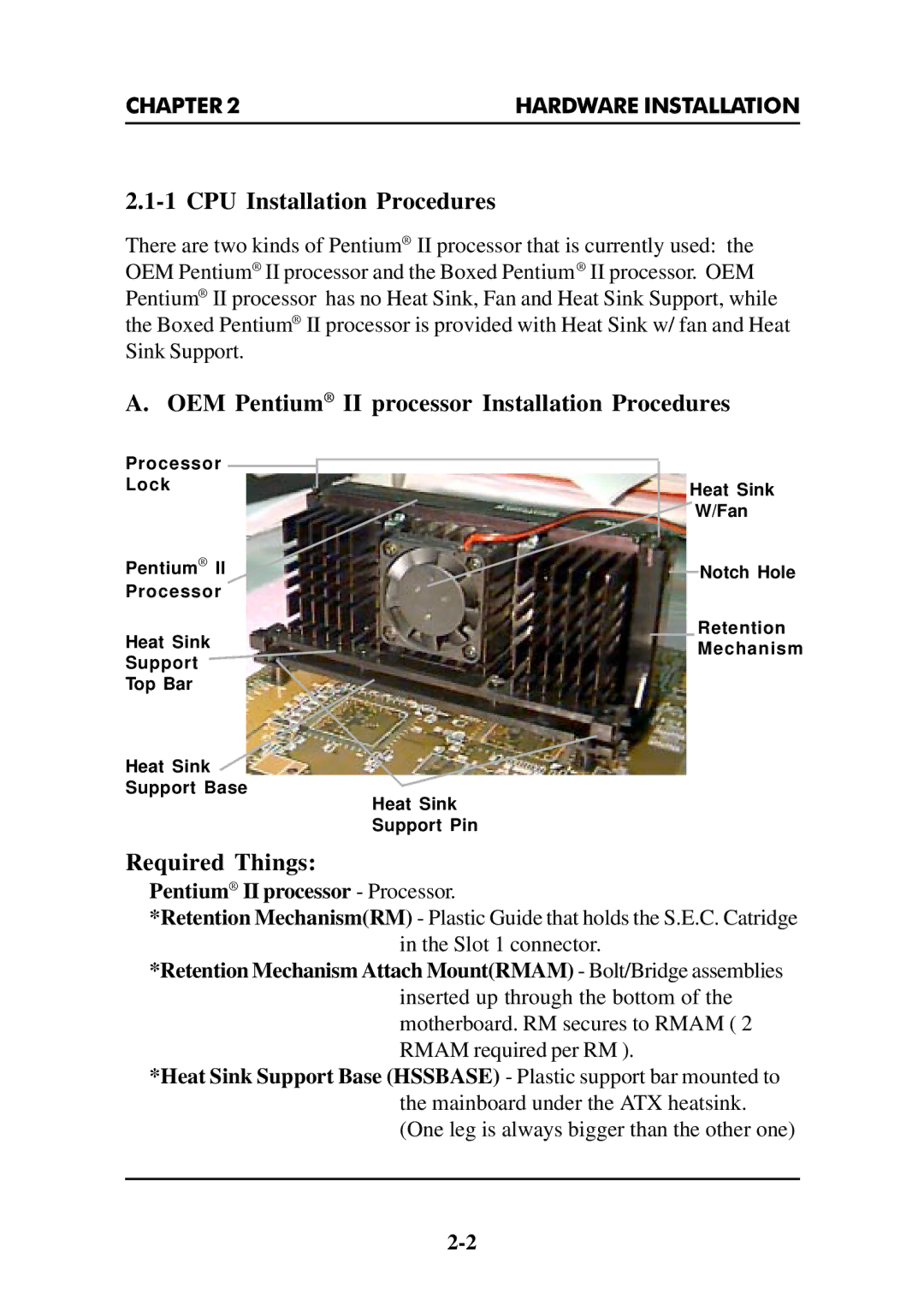 Intel MS-6112 manual CPU Installation Procedures, OEM Pentium II processor Installation Procedures, Required Things 