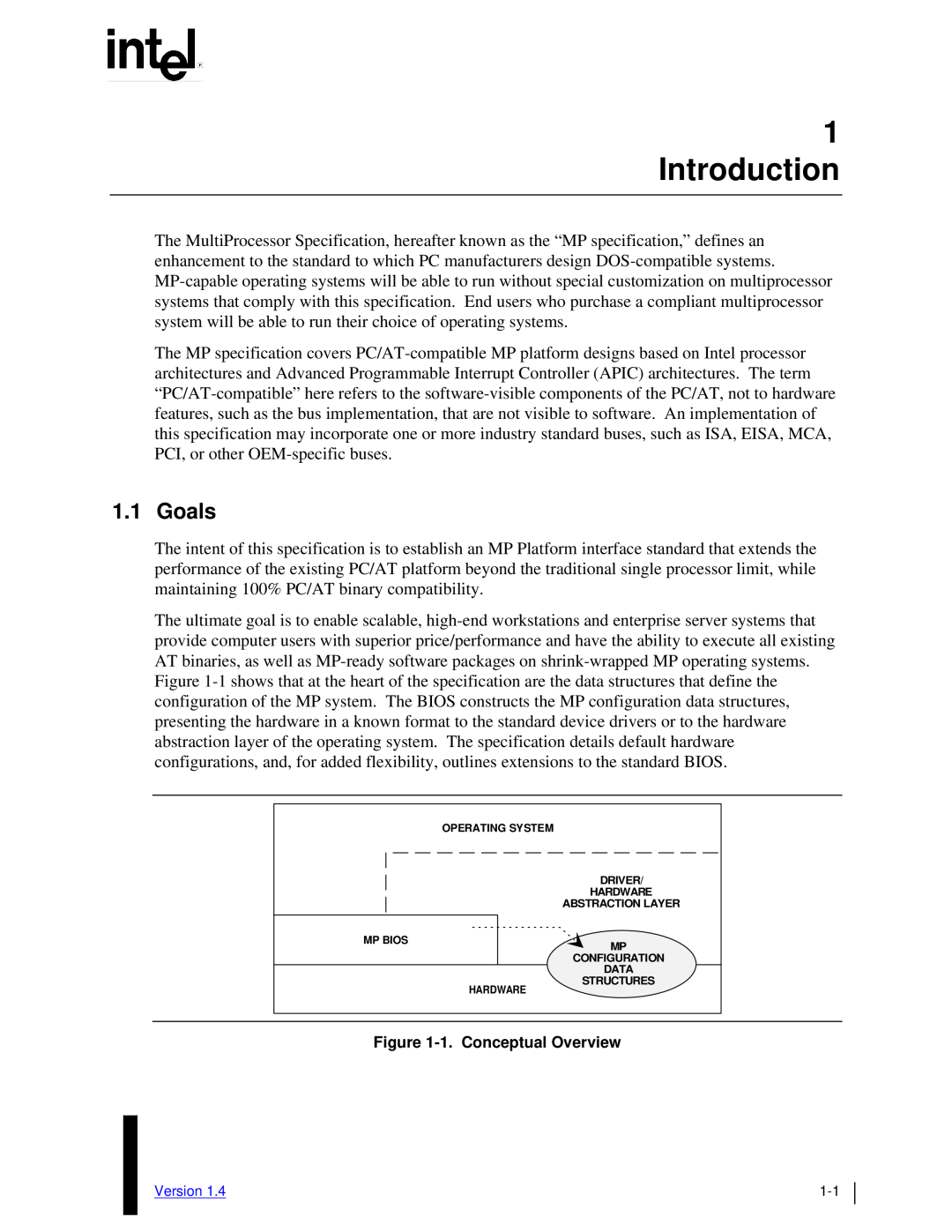 Intel MultiProcessor manual Introduction, Goals 