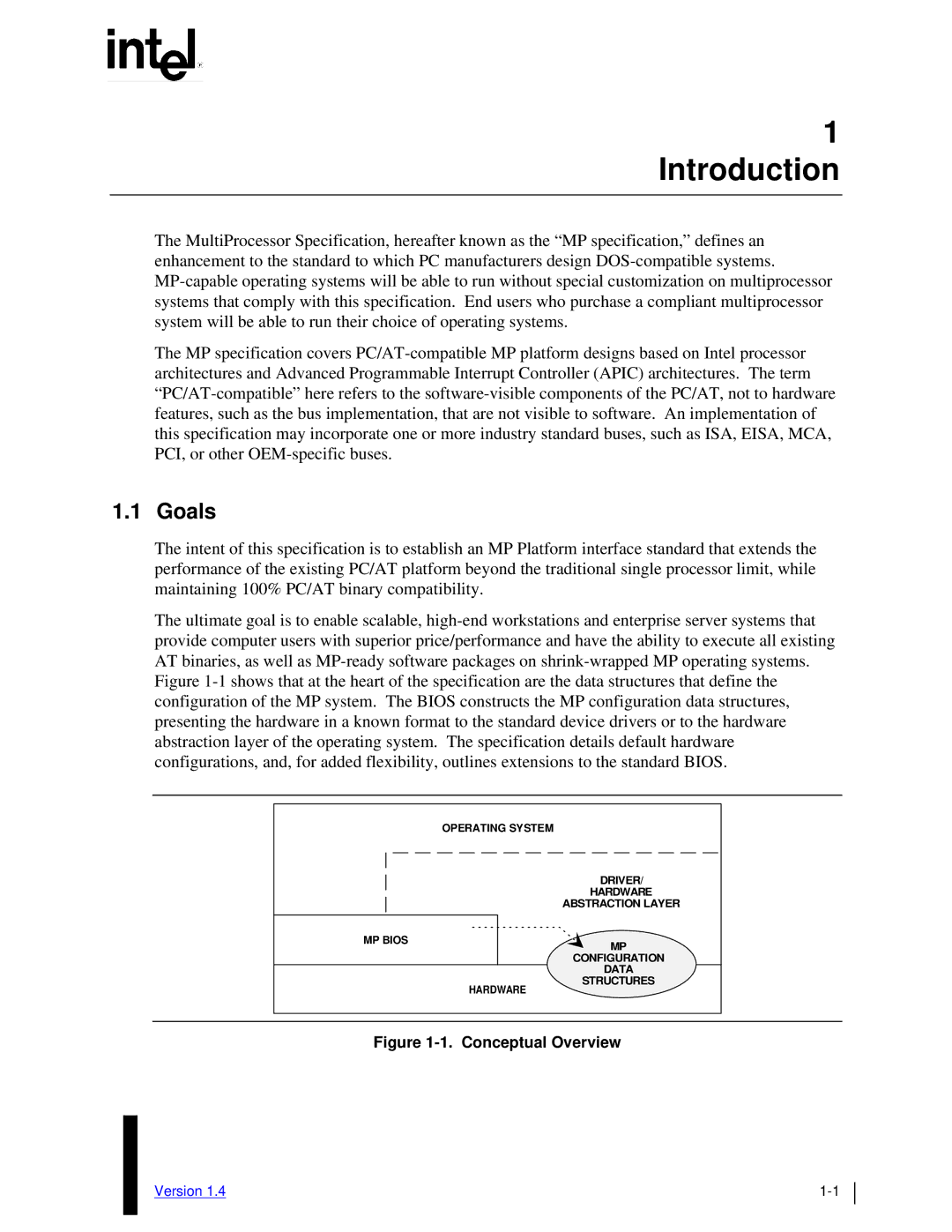 Intel MultiProcessor manual Goals, Conceptual Overview 