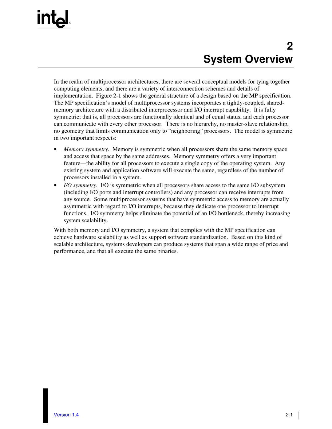 Intel MultiProcessor manual System Overview 