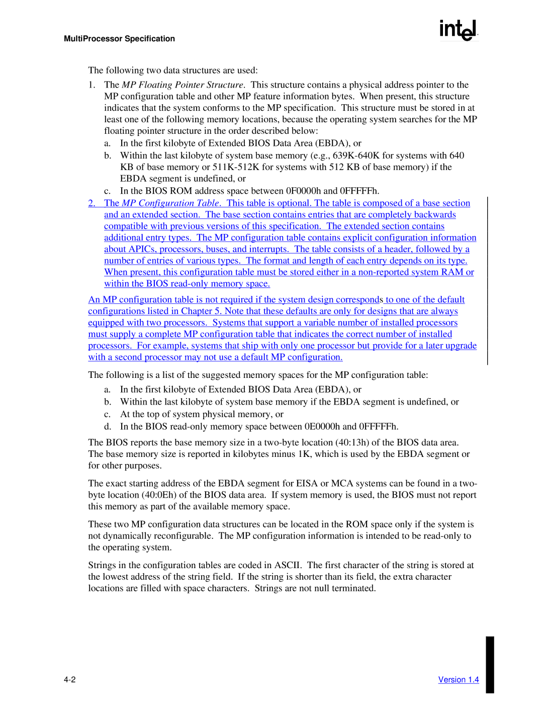 Intel manual MultiProcessor Specification 