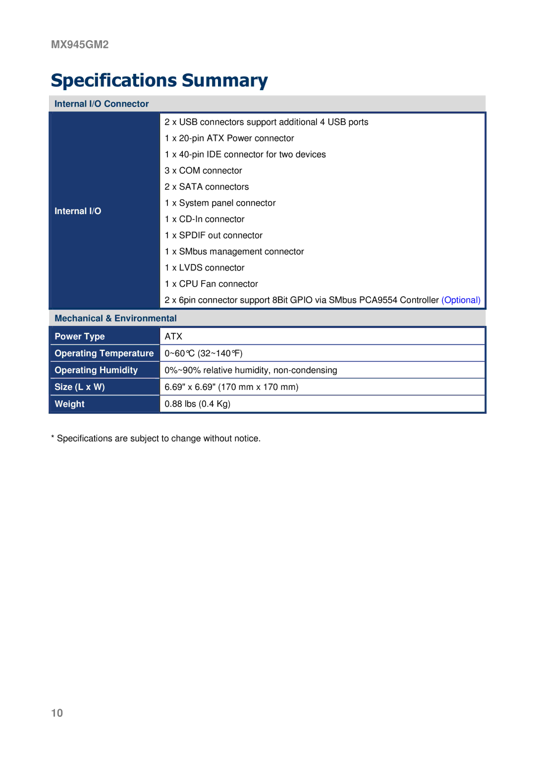 Intel MX945GM2 manual Power Type 