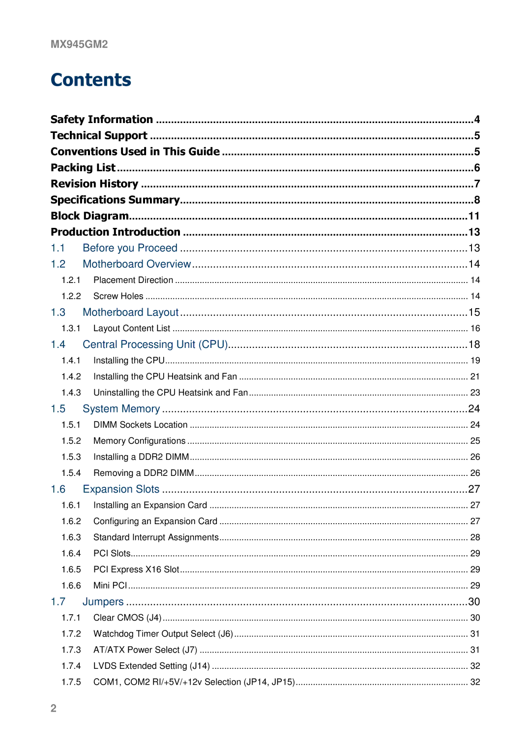 Intel MX945GM2 manual 