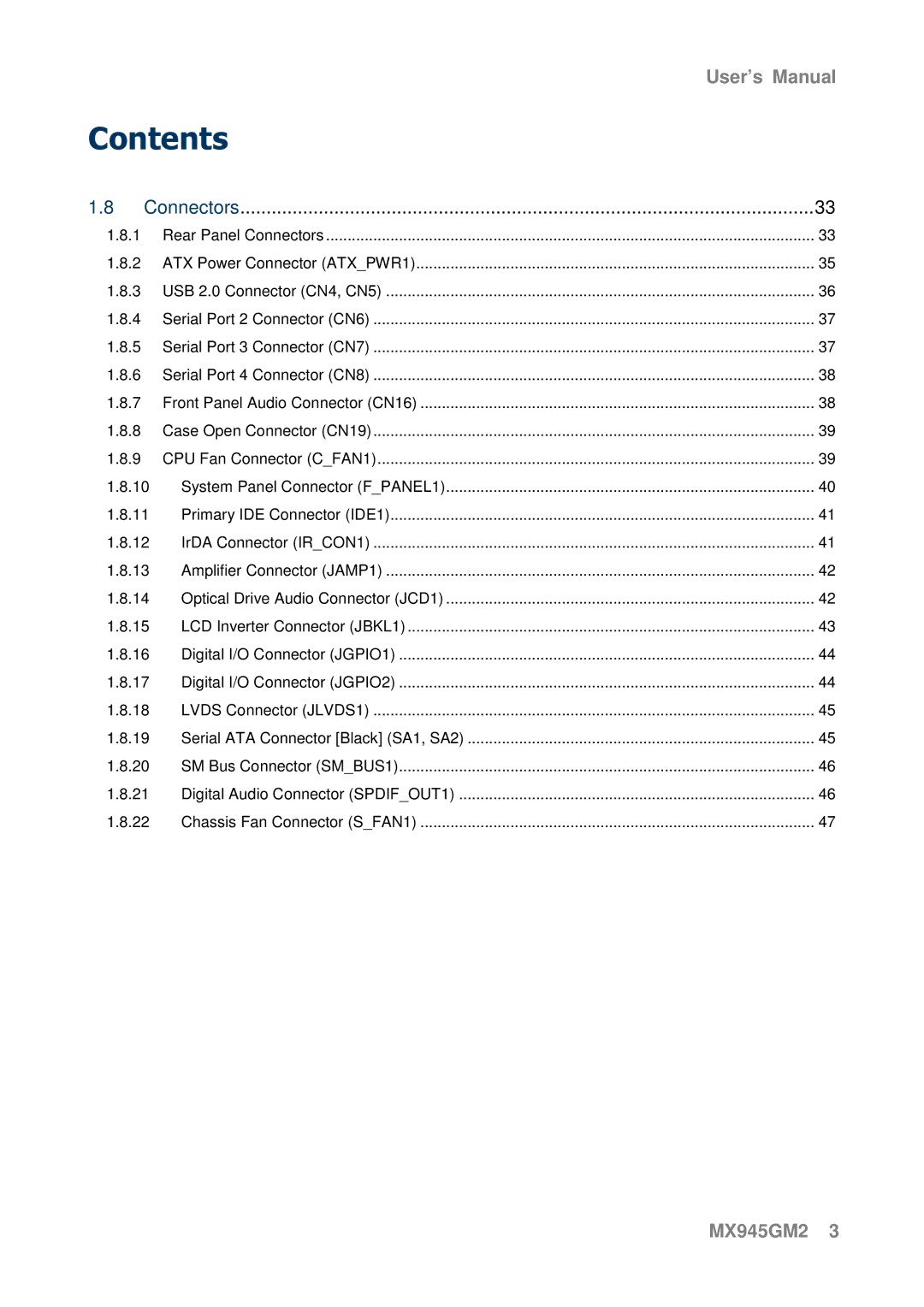 Intel MX945GM2 manual User’s Manual 