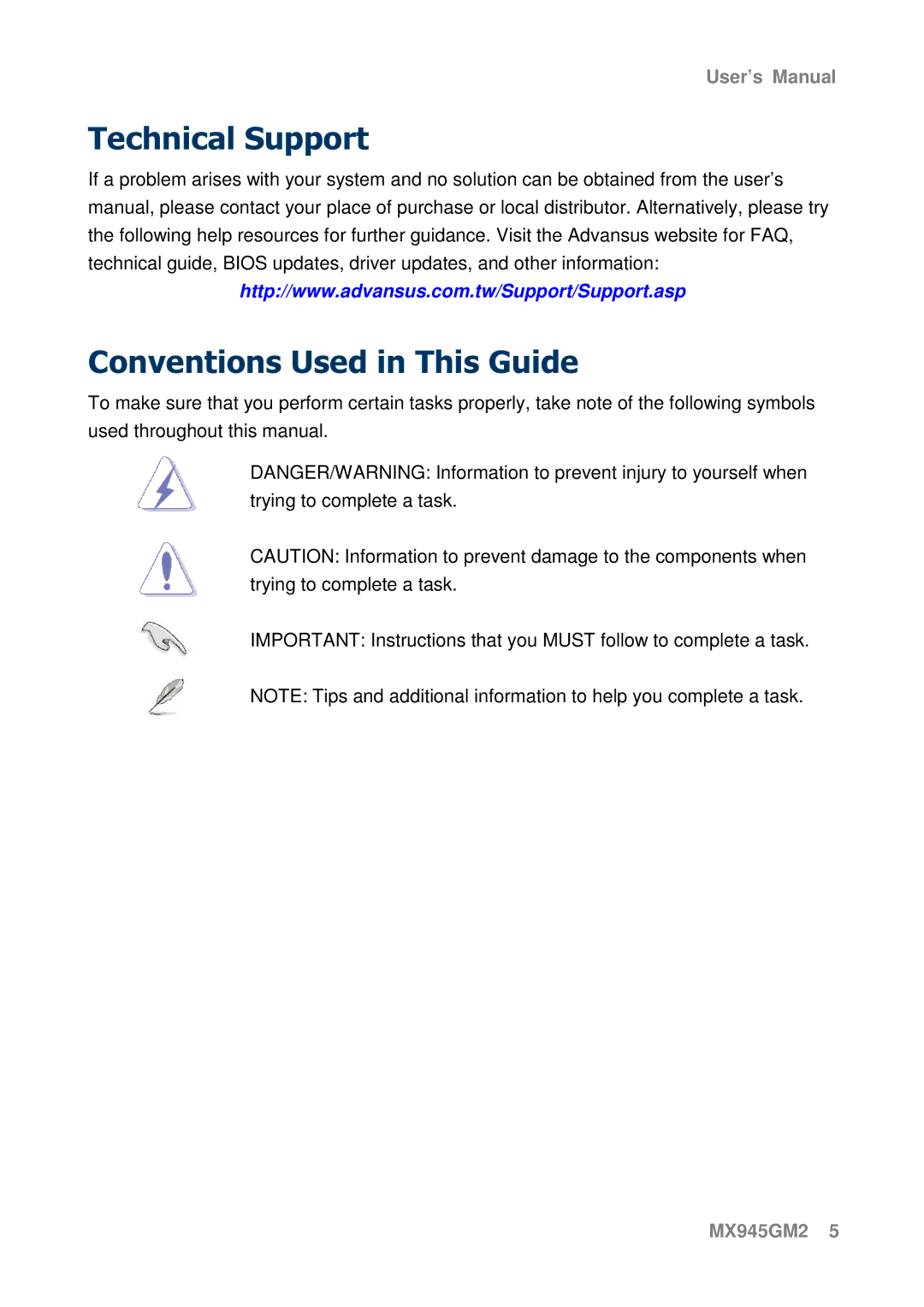 Intel MX945GM2 manual User’s Manual 