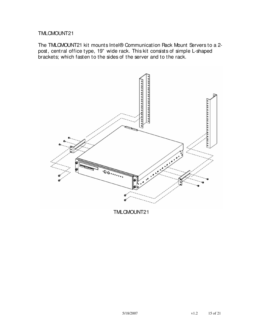 Intel NSW1U manual TMLCMOUNT21 