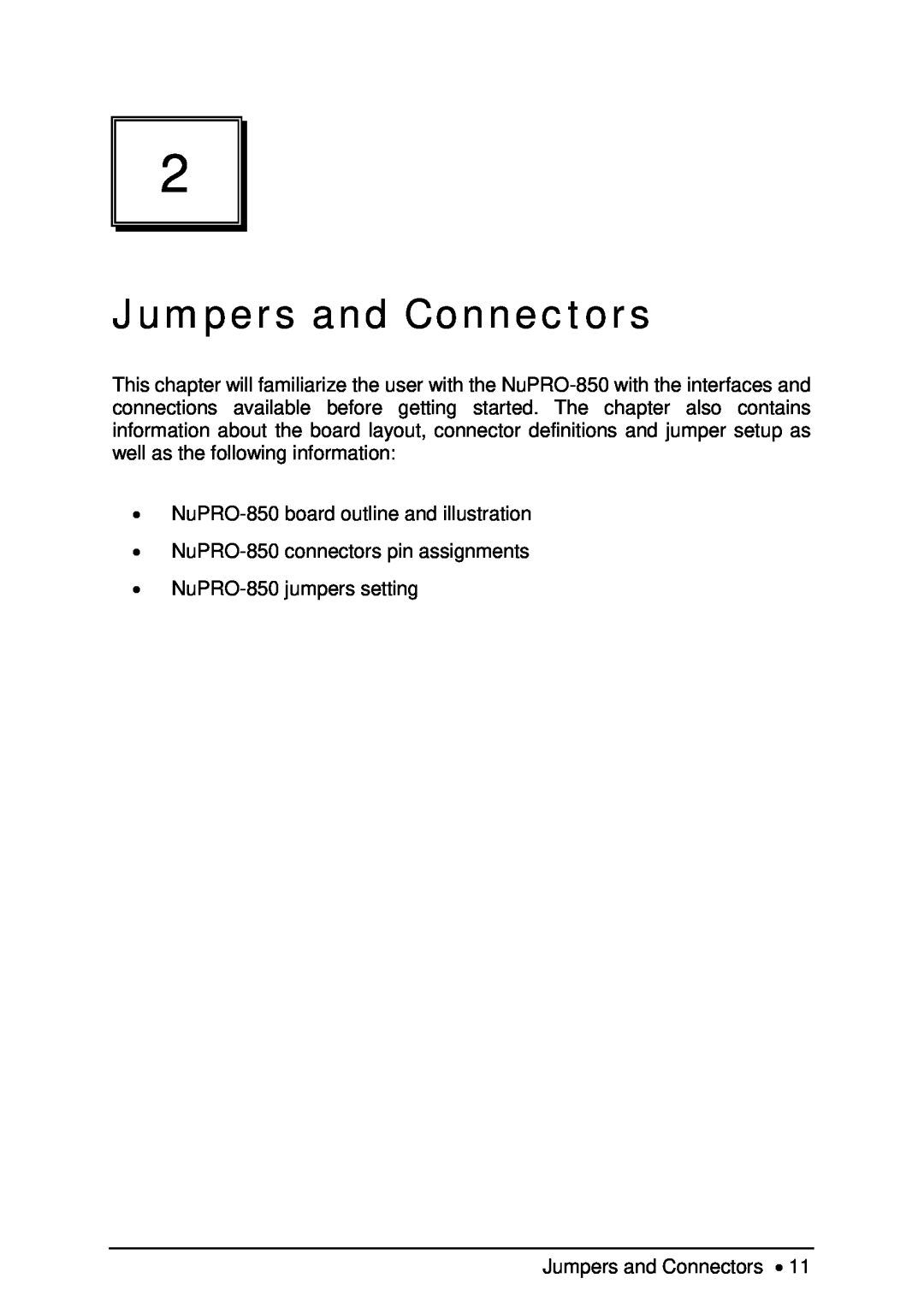 Intel NuPRO-850 user manual Jumpers and Connectors 