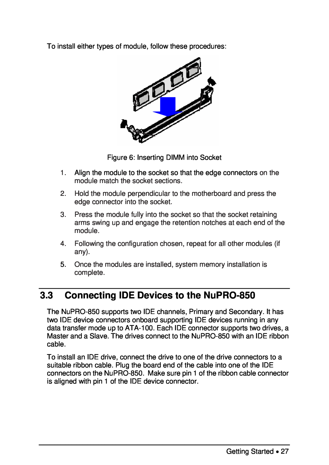 Intel user manual Connecting IDE Devices to the NuPRO-850 