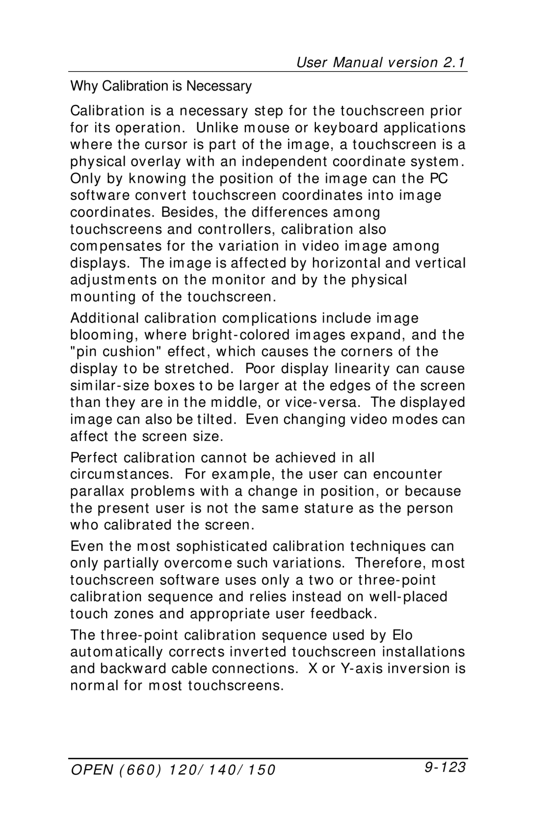 Intel OPEN (660) 120/140/150 II user manual Why Calibration is Necessary, Open 660 120/140/150 123 