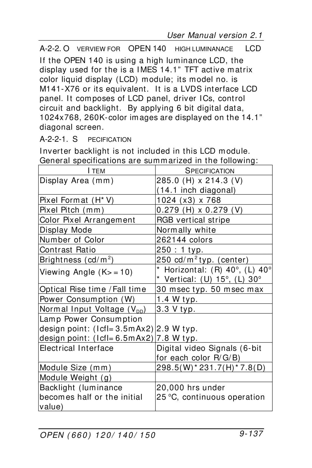 Intel OPEN (660) 120/140/150 II user manual Open 660 120/140/150 137 