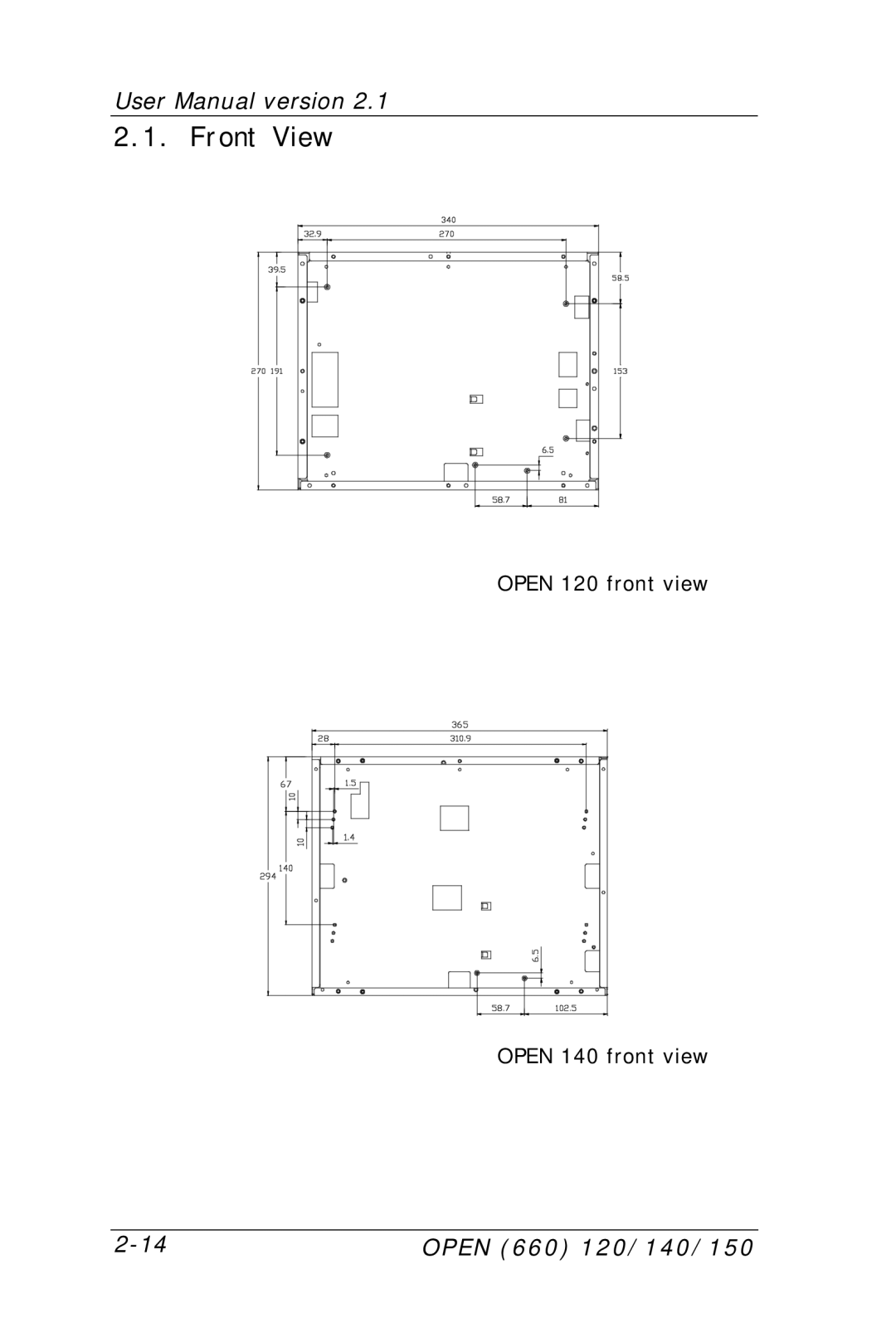 Intel OPEN (660) 120/140/150 II user manual Front View 