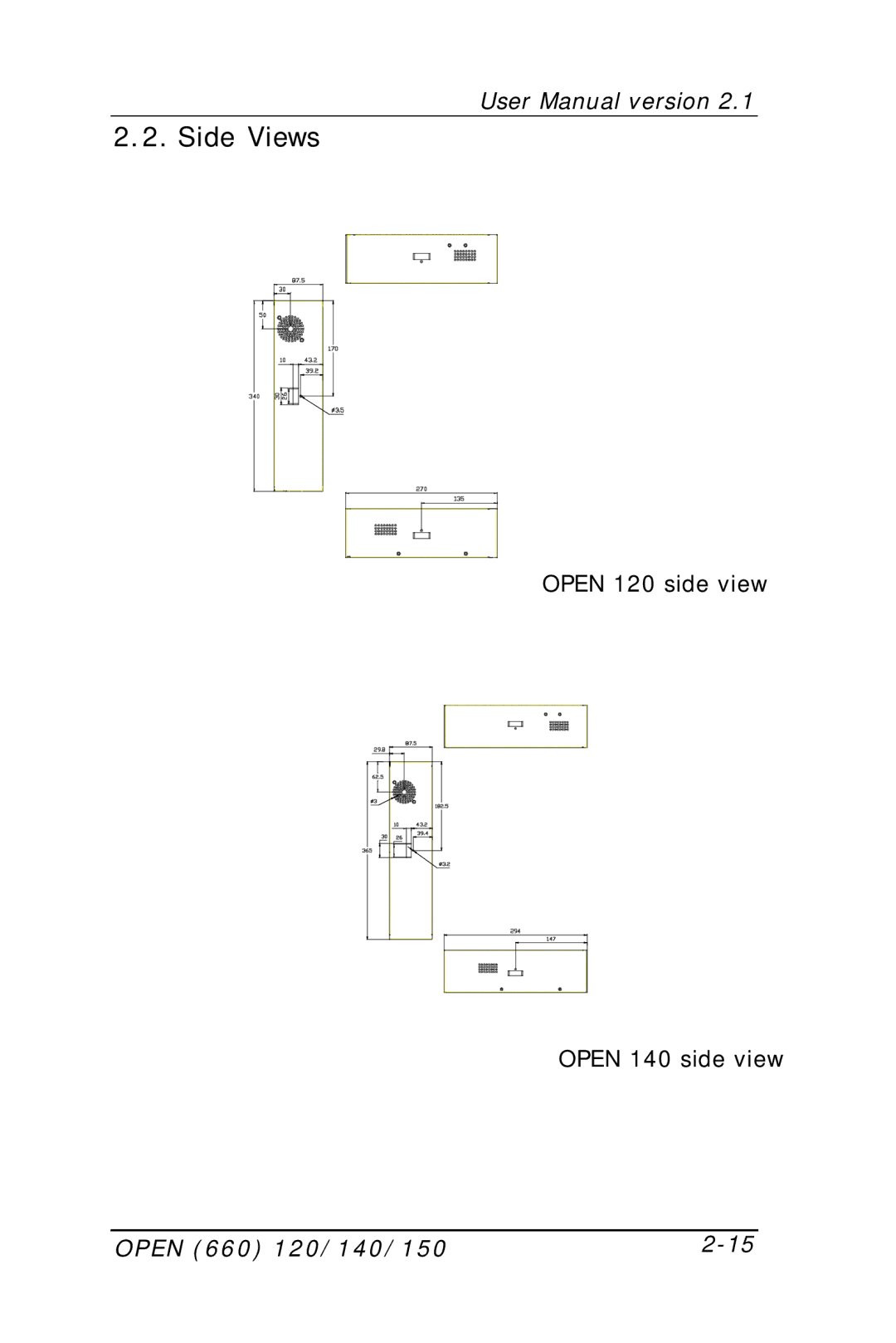 Intel OPEN (660) 120/140/150 II user manual Side Views 