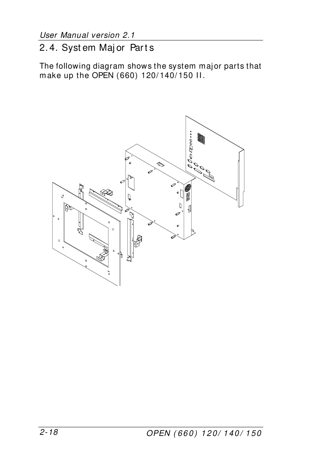 Intel OPEN (660) 120/140/150 II user manual System Major Parts 