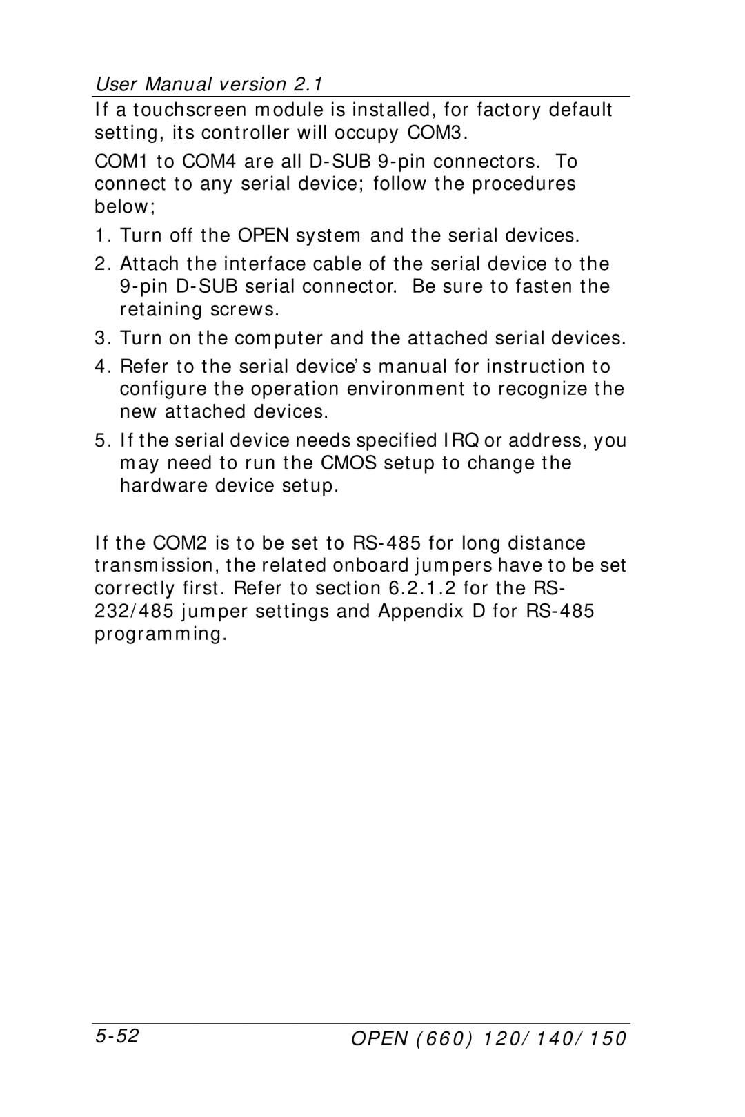 Intel OPEN (660) 120/140/150 II user manual Open 660 120/140/150 