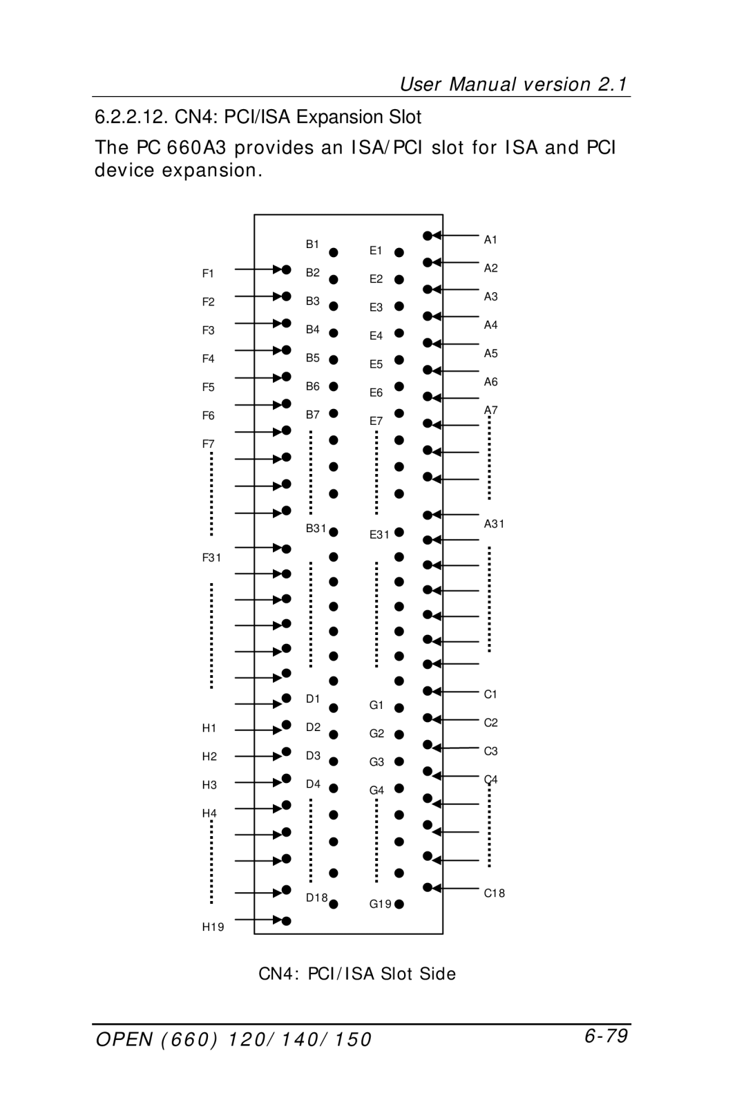 Intel OPEN (660) 120/140/150 II user manual 2.12. CN4 PCI/ISA Expansion Slot 