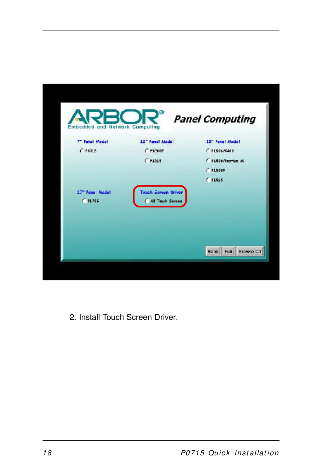 Intel P0715 manual Install Touch Screen Driver 