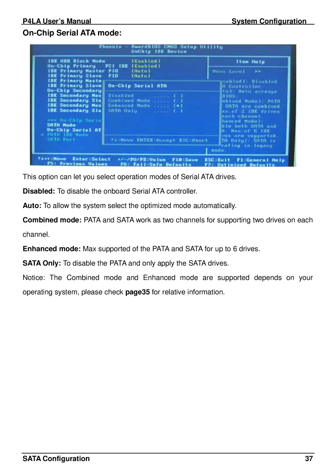 Intel P4LA user manual On-Chip Serial ATA mode 