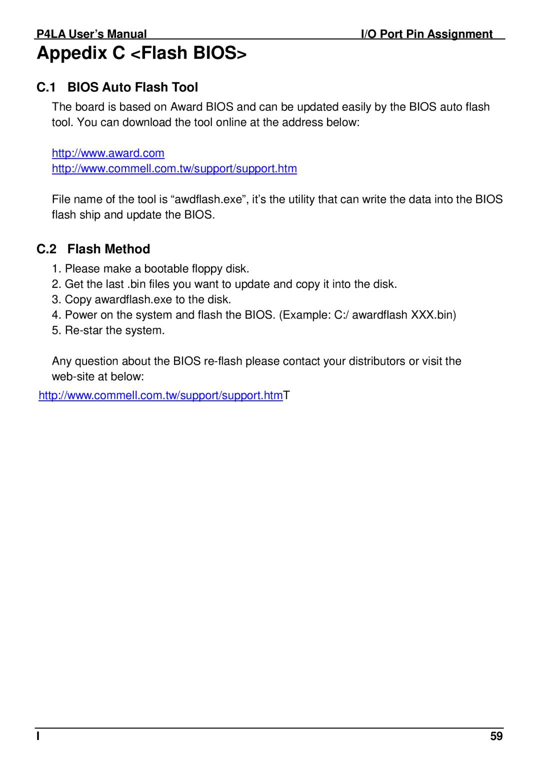 Intel P4LA user manual Appedix C Flash Bios, Bios Auto Flash Tool, Flash Method 