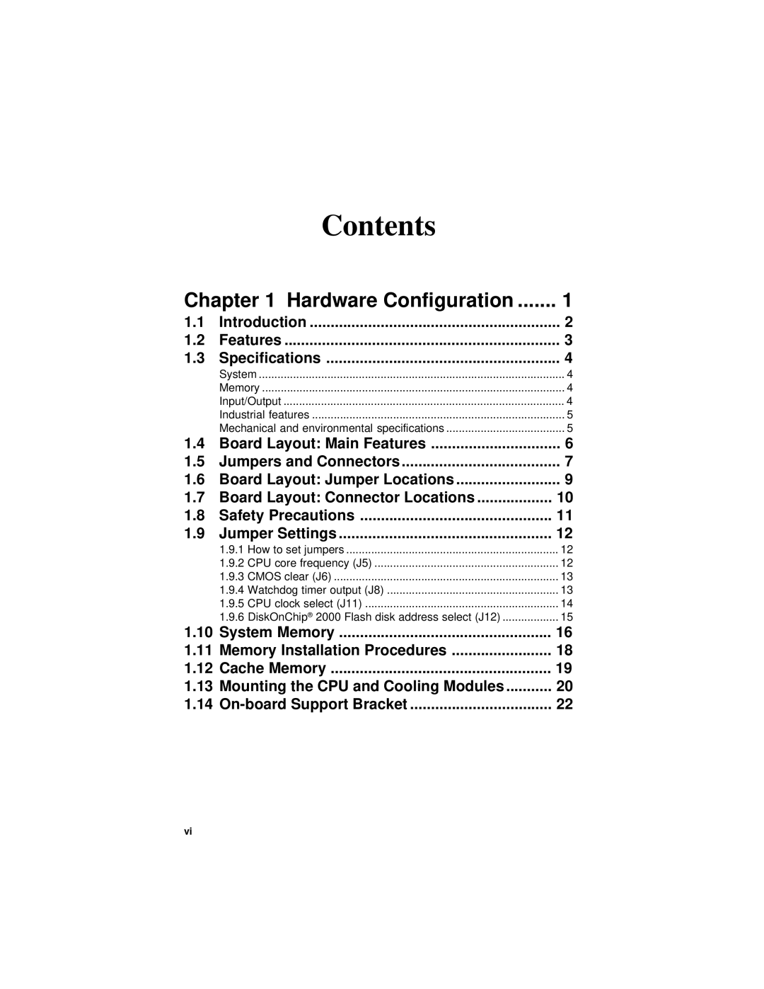 Intel PCA-6175 manual Contents 