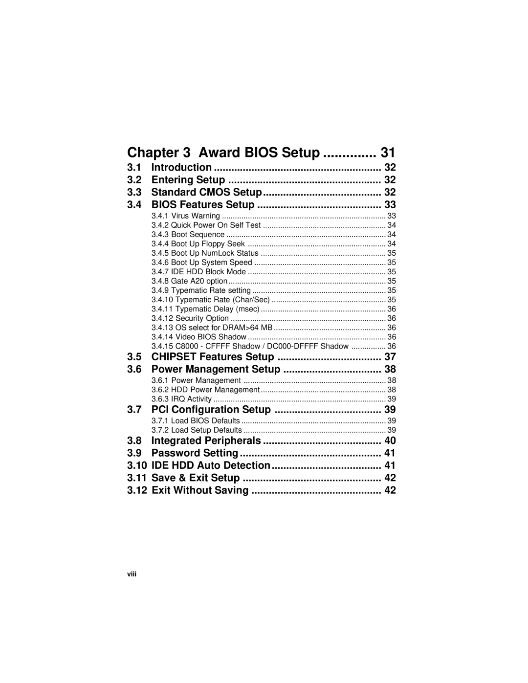 Intel PCA-6175 manual Award Bios Setup 