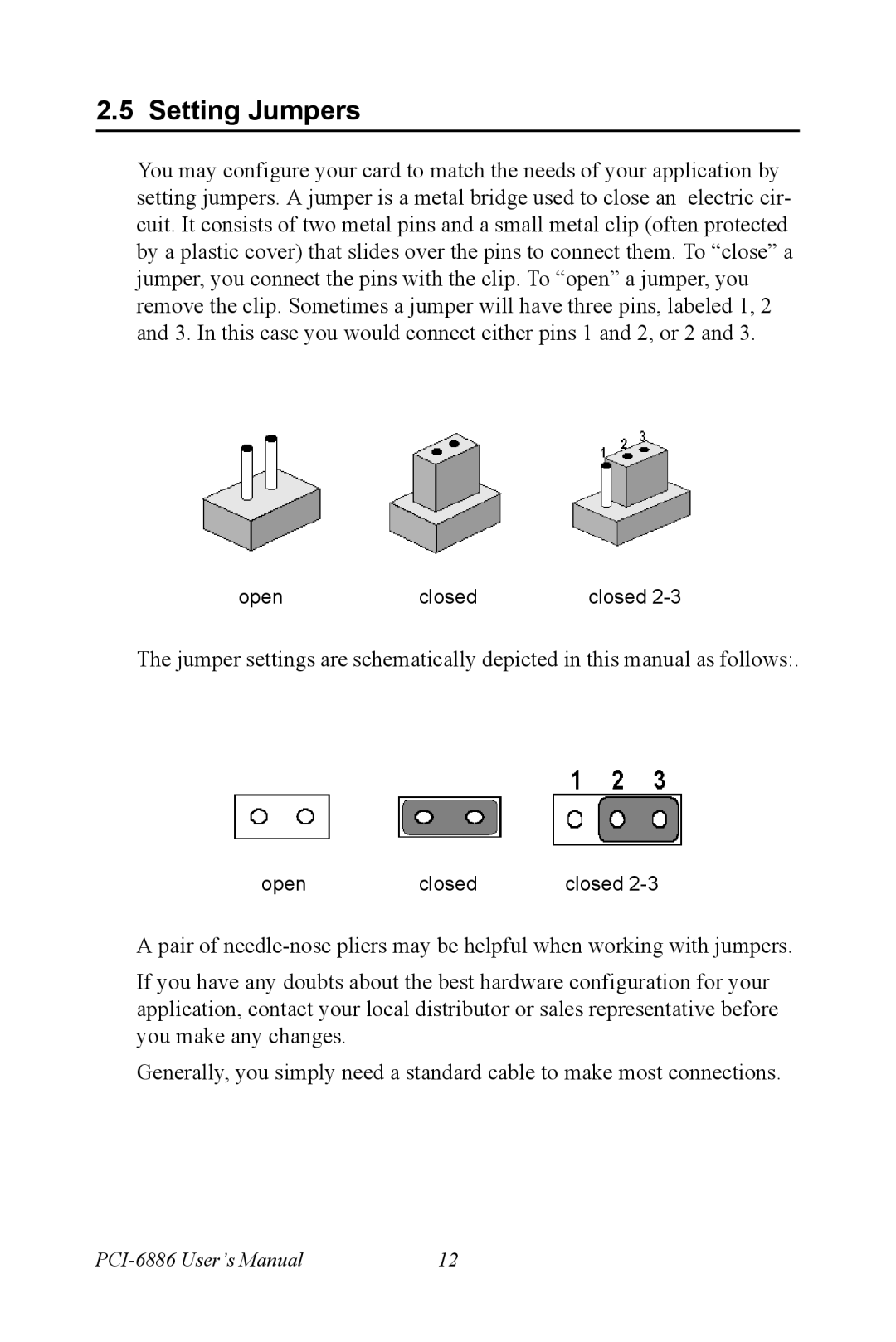 Intel PCI-6886 user manual Setting Jumpers 