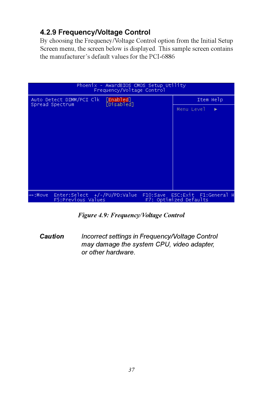 Intel PCI-6886 user manual Frequency/Voltage Control 